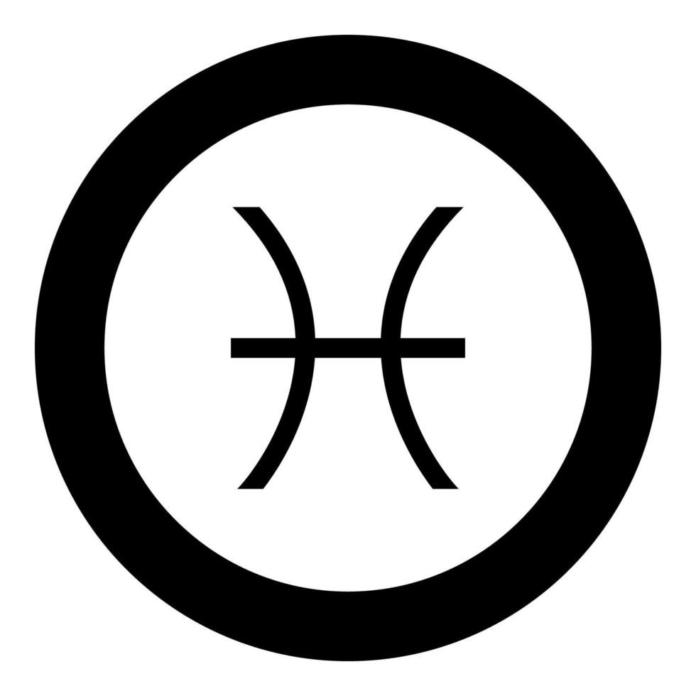 Pisces symbol zodiac icon black color in round circle vector
