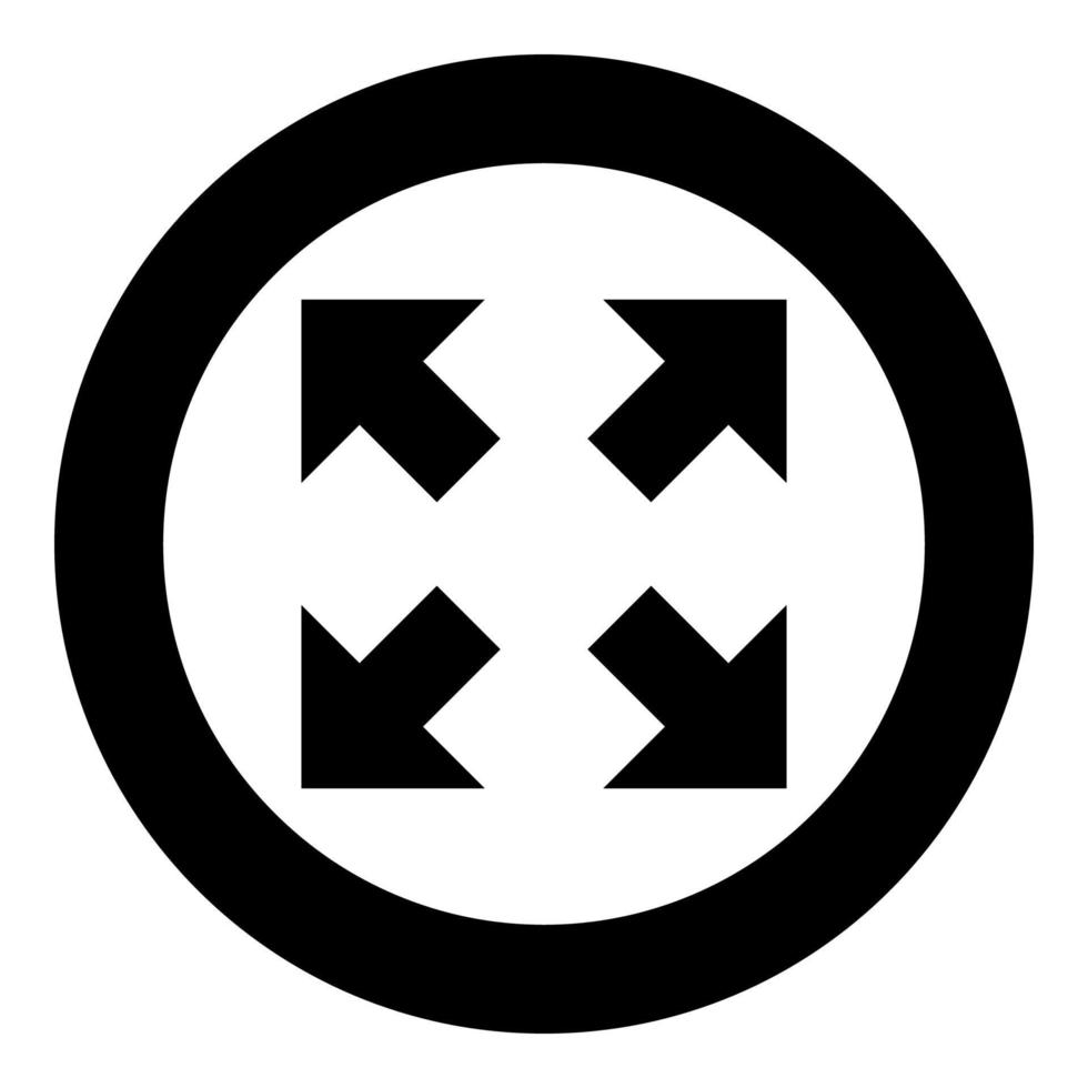 Four arrows pointing to different directions from the center icon black color illustration in circle round vector