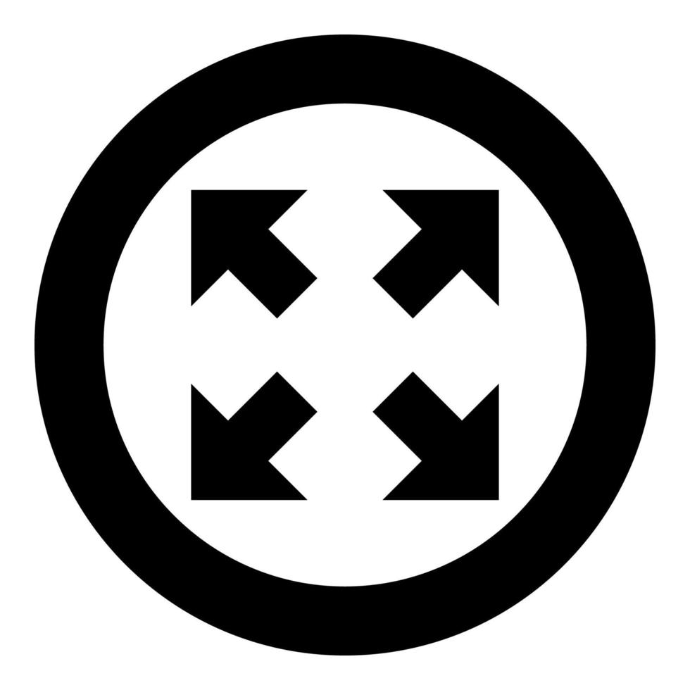 Four arrows pointing to different directions from the center icon black color illustration in circle round vector