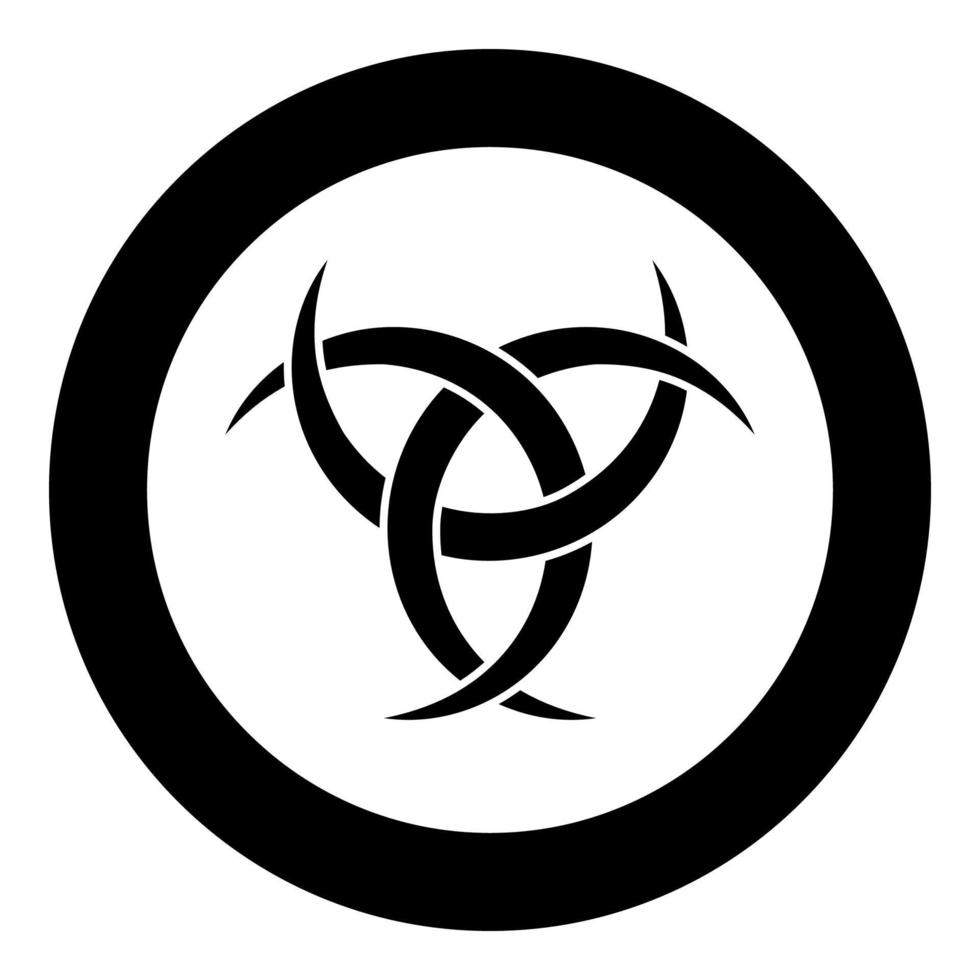 Odin horn paganism symbol icon black color vector in circle round illustration flat style image