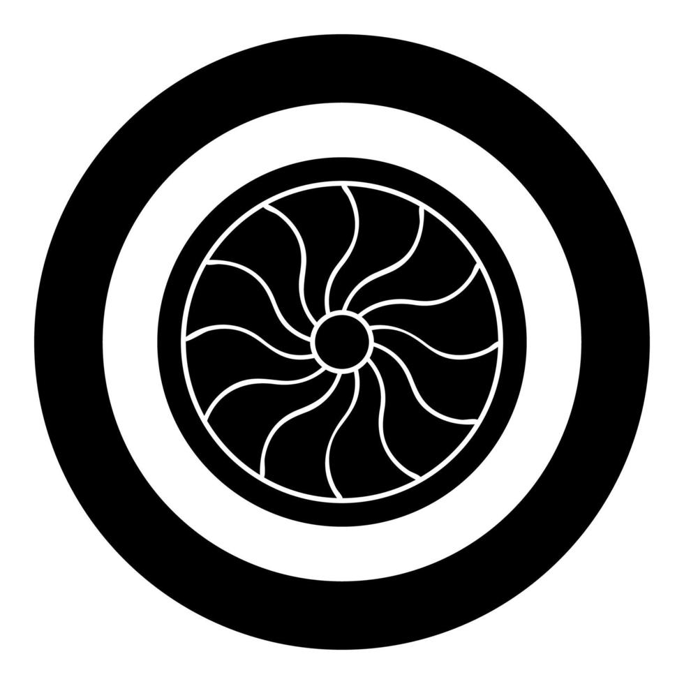 Viking shield icon black color vector in circle round illustration flat style image