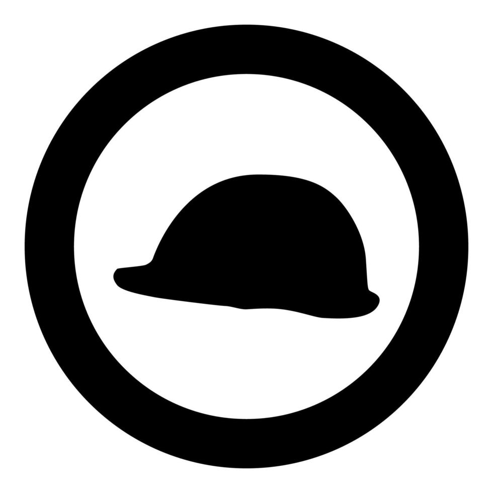 Helmet safe work at a construction site For safety work on construction icon black color vector in circle round illustration flat style image