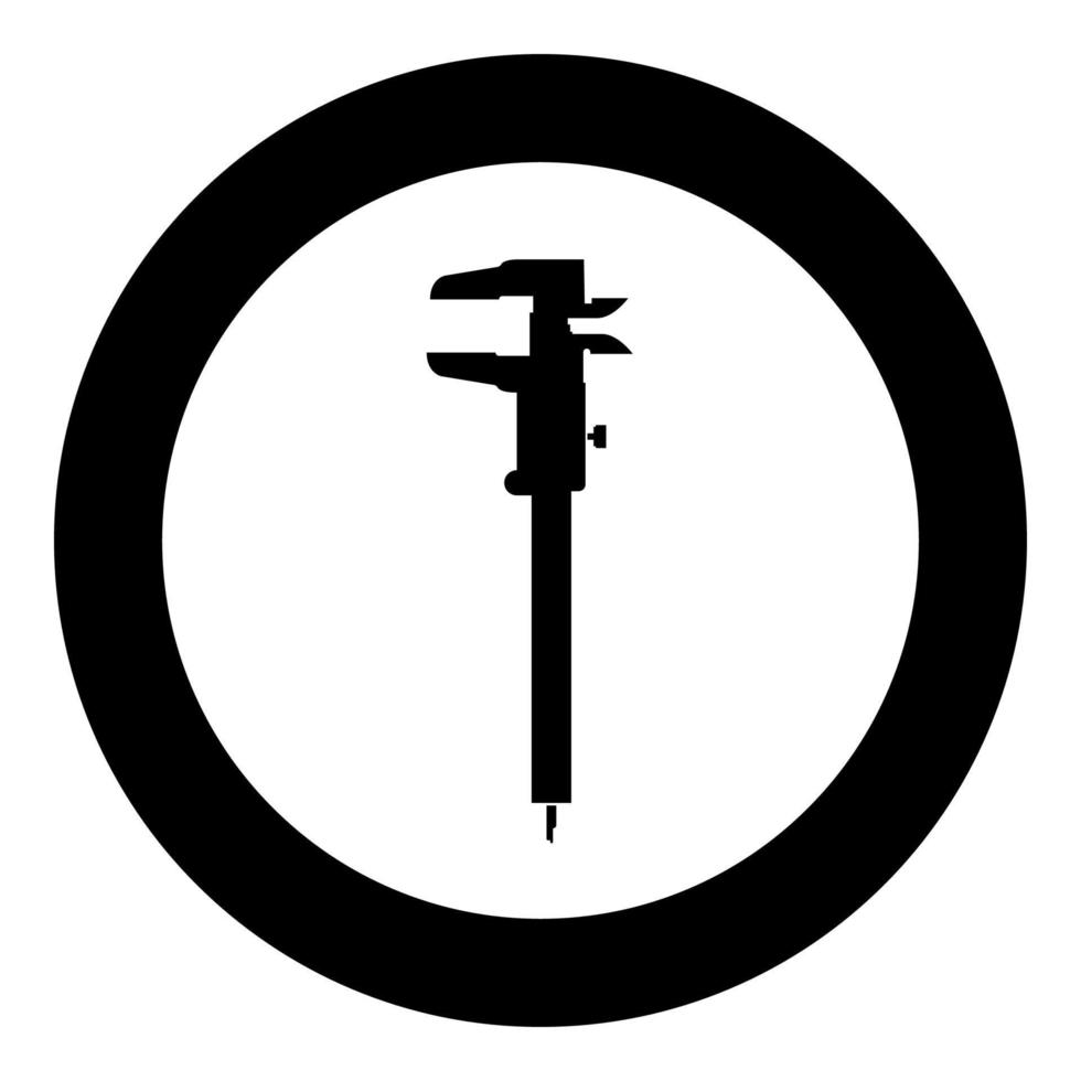Caliper Hand caliper Sliding caliper Vernier caliper Caliper gage Slide gage Trammel icon in circle round black color vector illustration flat style image