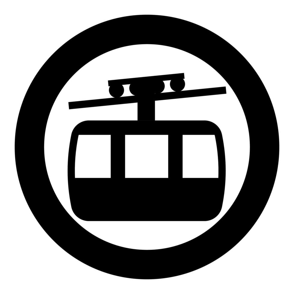 Funicular air way cable car Ski lift Mountain resort Aerial transportation tourism Ropeway Travel cabin icon in circle round black color vector illustration flat style image