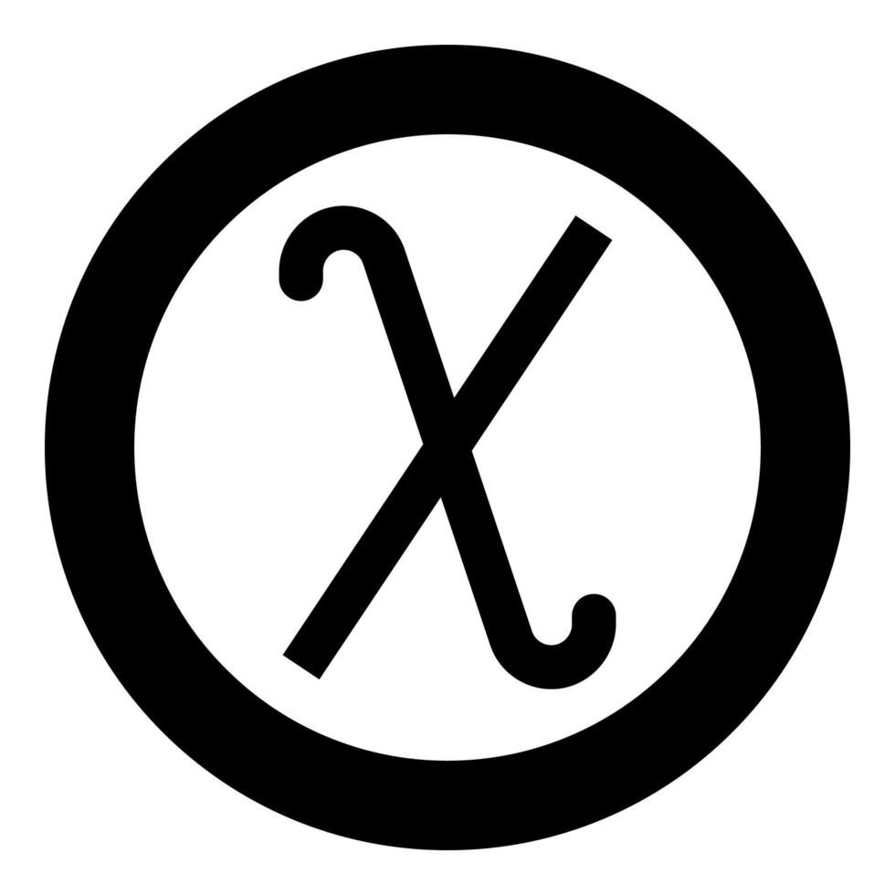 Chi greek symbol small letter lowercase font icon in circle round black color vector illustration flat style image
