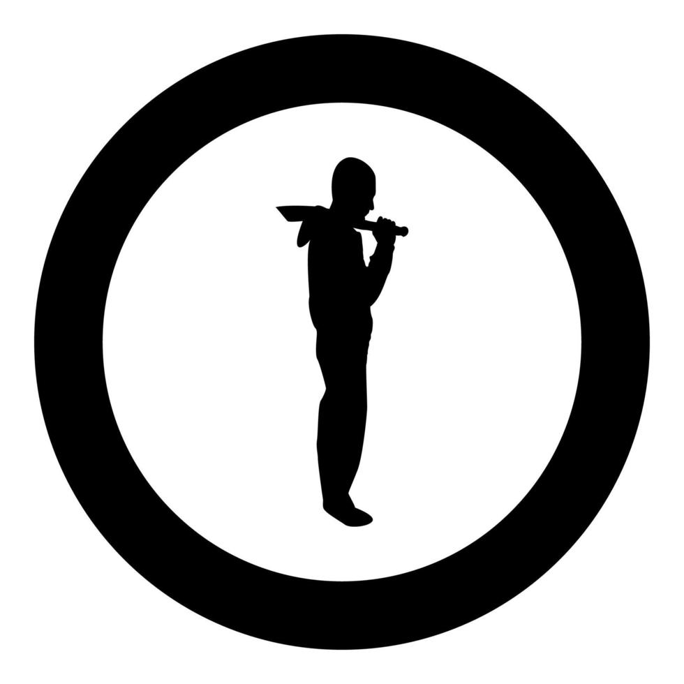 Man with sword machete Cold weapons in hand military man Soldier Serviceman in positions Hunter with knife Fight poses Strong defender Warrior concept Weaponry Stand silhouette in circle round black vector