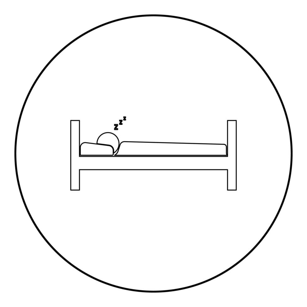 hombre durmiendo icono color negro en círculo vector