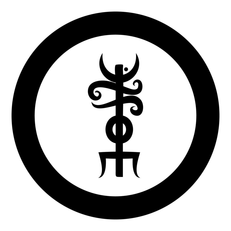 Name Odin rune Rune hide the name of Odin galdrastav icon black color vector in circle round illustration flat style image