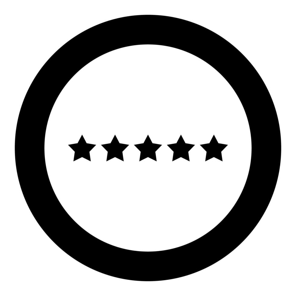 Five stars 5 stars rating concept icon in circle round black color vector illustration flat style image