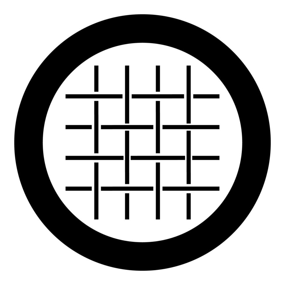 fibras de tela tela de rejilla icono textil en círculo redondo color negro ilustración vectorial imagen de estilo de contorno sólido vector