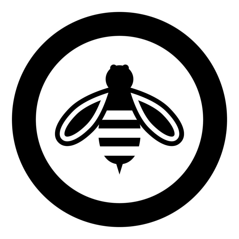 Bee honey icon in circle round black color vector illustration image solid outline style