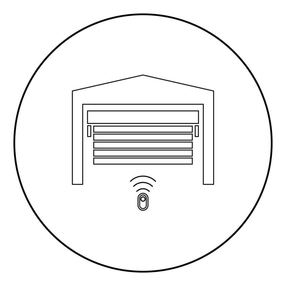 Garage door icon black color in circle vector