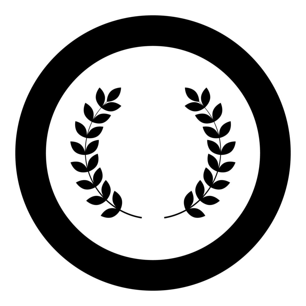 Branch of winner Laurel wreaths Symbol of victory icon in circle round black color vector illustration flat style image