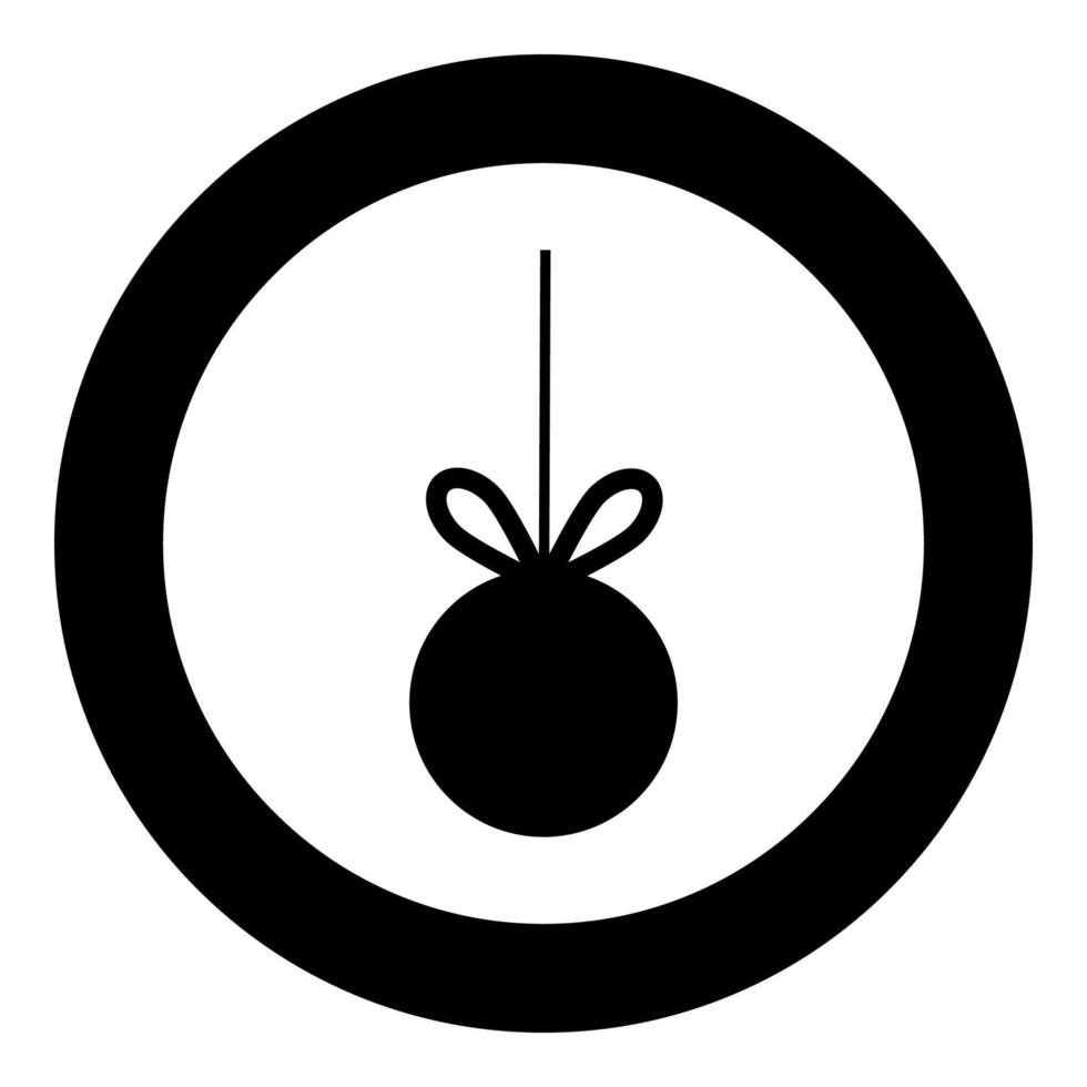 bola de árbol de navidad con lazo de cinta para publicidad icono de concepto de gran venta en círculo redondo color negro vector ilustración imagen de estilo plano