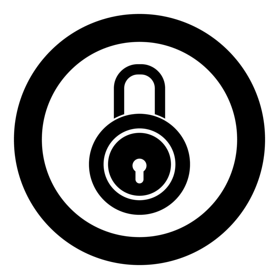Lock Padlock icon in circle round black color vector illustration flat style image