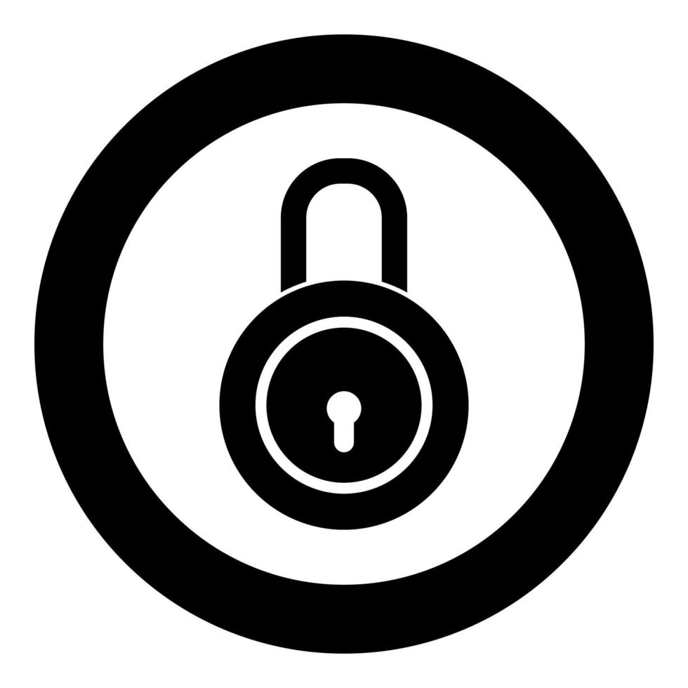 Lock Padlock icon in circle round black color vector illustration flat ...