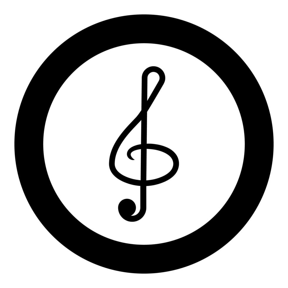 Treble clef icon in circle round black color vector illustration flat style image