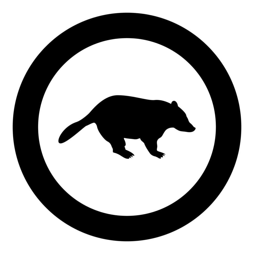 Badger animal wild Meles Taxus predatory mammal family kunihih Carnivore silhouette in circle round black color vector illustration solid outline style image