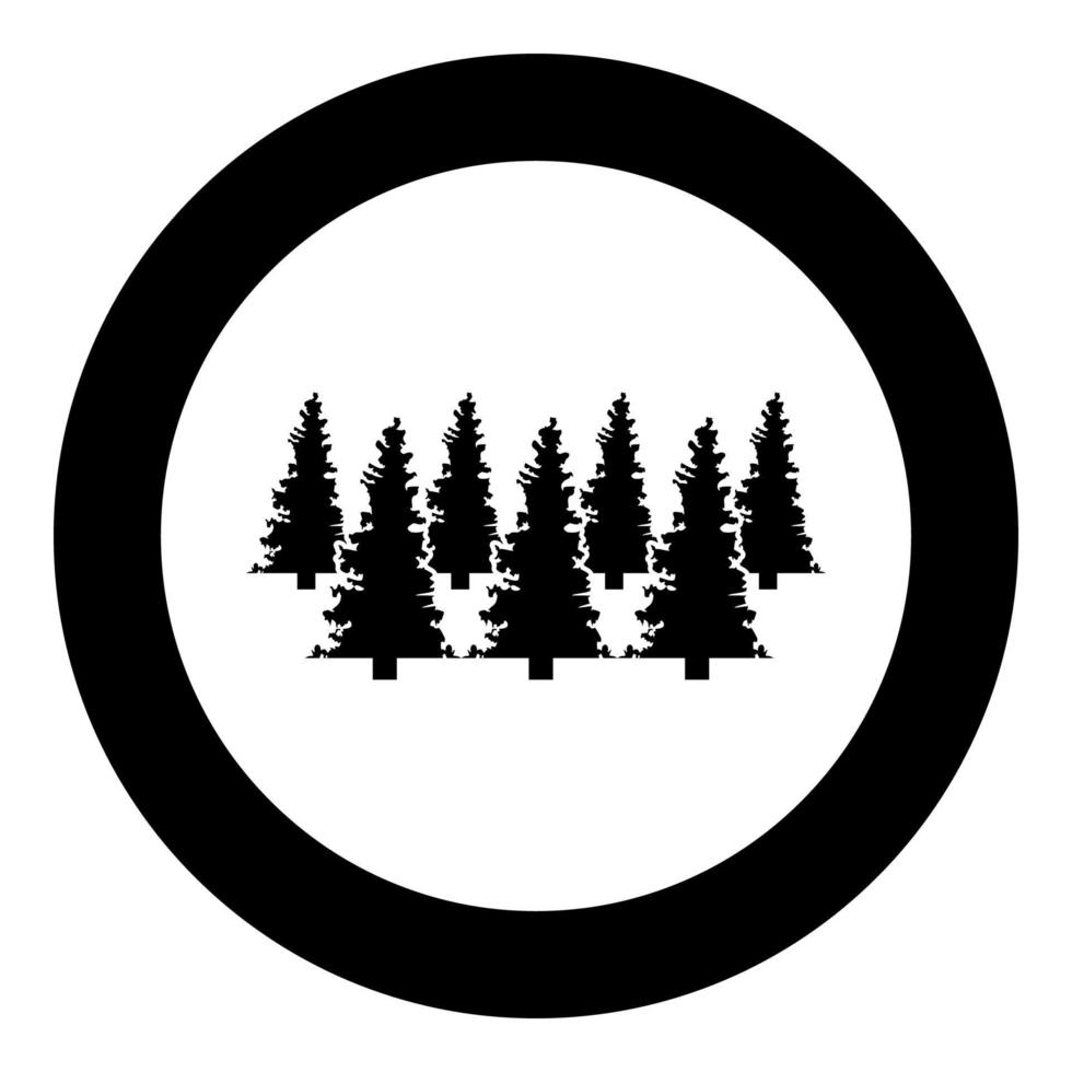 Forest fir spruce icon in circle round black color vector illustration solid outline style image