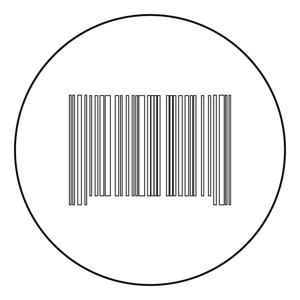 The barcode the black color icon in circle or round vector