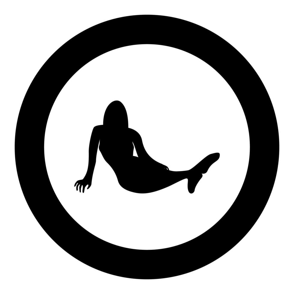 Mermaid icon black color in circle round vector