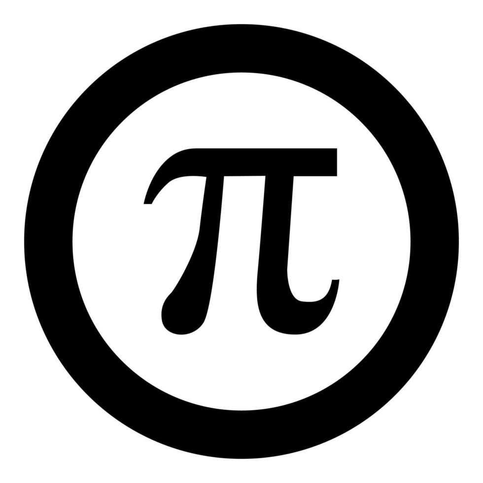 Symbol Pi icon black color in round circle vector