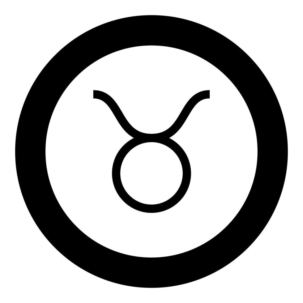 Taurus symbol icon black color in round circle vector