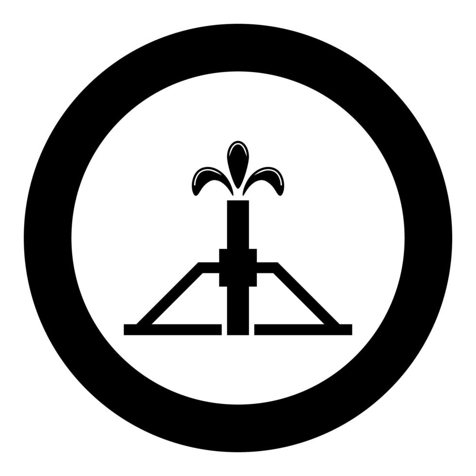 Oil well Derrick rig for oil in out icon black color vector in circle round illustration flat style image