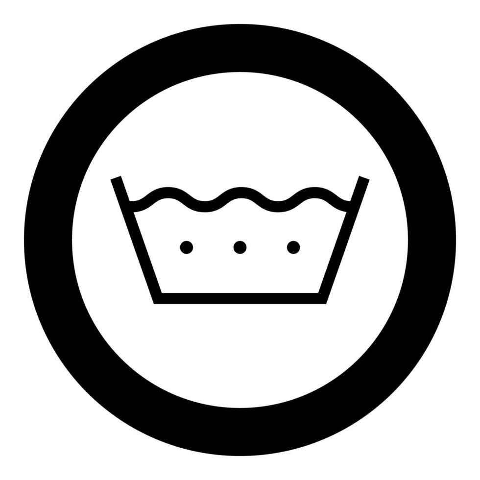 Wash in hot water Clothes care symbols Washing concept Laundry sign icon in circle round black color vector illustration flat style image