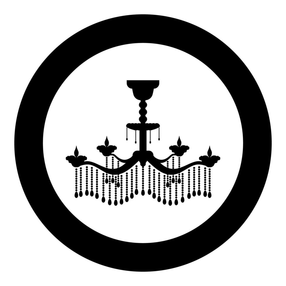 Chandelier icon in circle round black color vector illustration flat style image