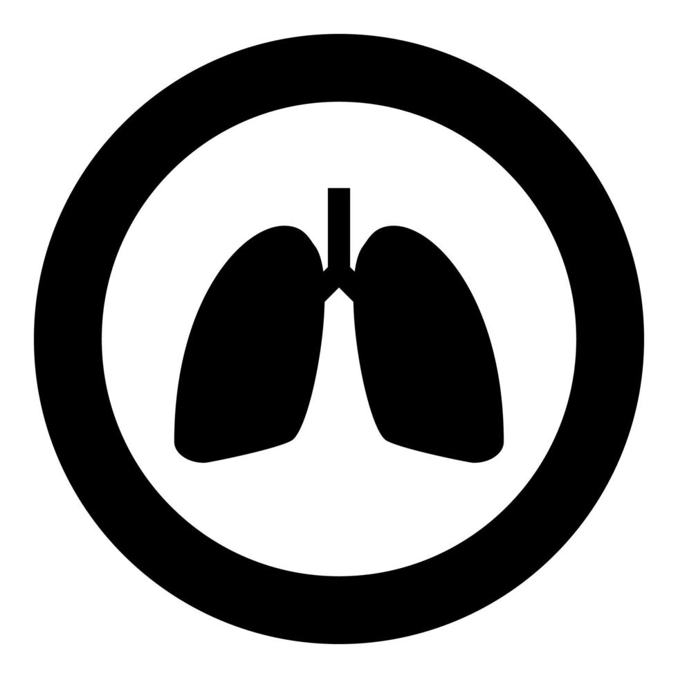 Lungs human icon in circle round black color vector illustration flat style image