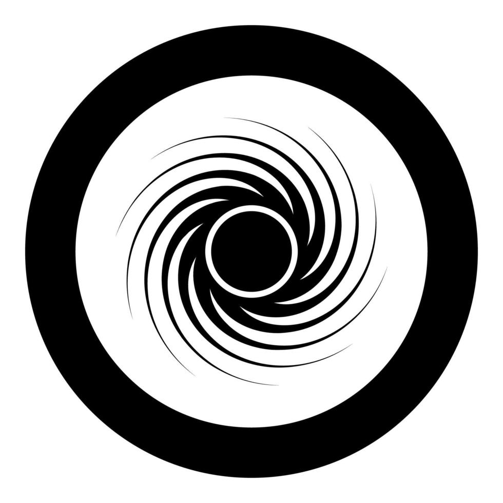 Black hole spiral shape vortex portal icon in circle round black color vector illustration solid outline style image