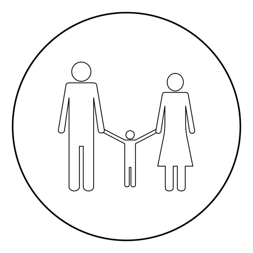 Family icon black color in circle vector