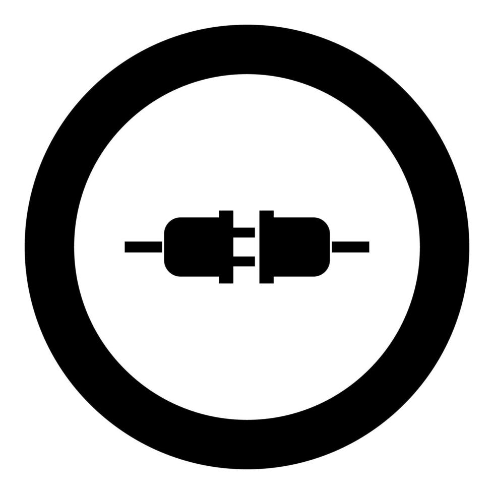 Socket and plug icon black color in circle round vector