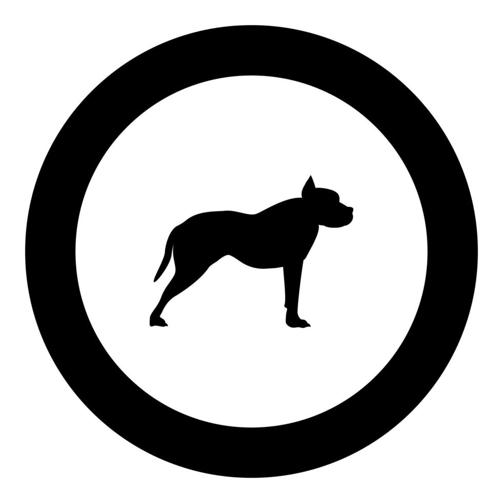 pit bull terrier icono color negro en círculo redondo vector