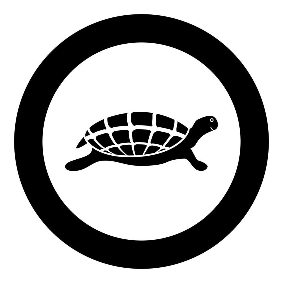 Turtle tortoise icon black color illustration in circle round vector