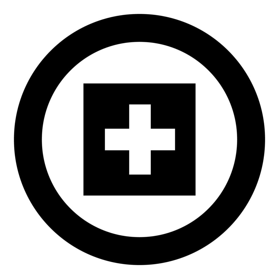 Flag of Switzerland icon black color vector in circle round illustration flat style image