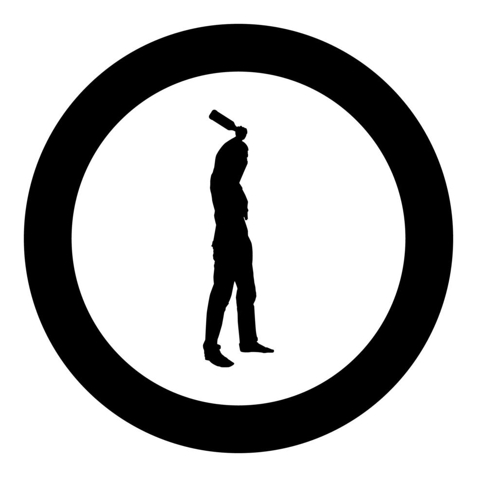 Man with bandana on his face that hides his identity and bottle in hand Concept of rebellion Concept protest and danger icon black color vector in circle round illustration flat style image