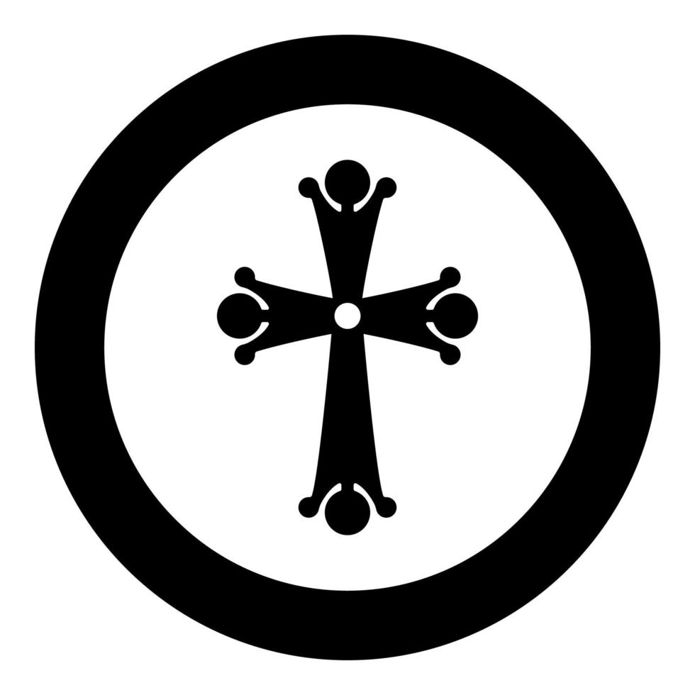 cruz de cuatro puntas en forma de cruz monograma cruz religiosa icono en círculo redondo color negro vector ilustración imagen de estilo plano
