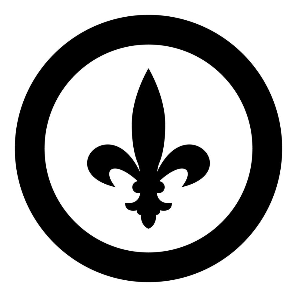 Heraldic symbol Heraldry liliya symbol Fleur-de-lis Royal french heraldry style icon in circle round black color vector illustration flat style image
