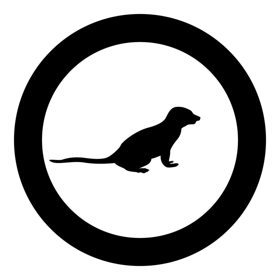 Meerkat in pose Suricata Suricatta silhouette in circle round black color vector illustration solid outline style image