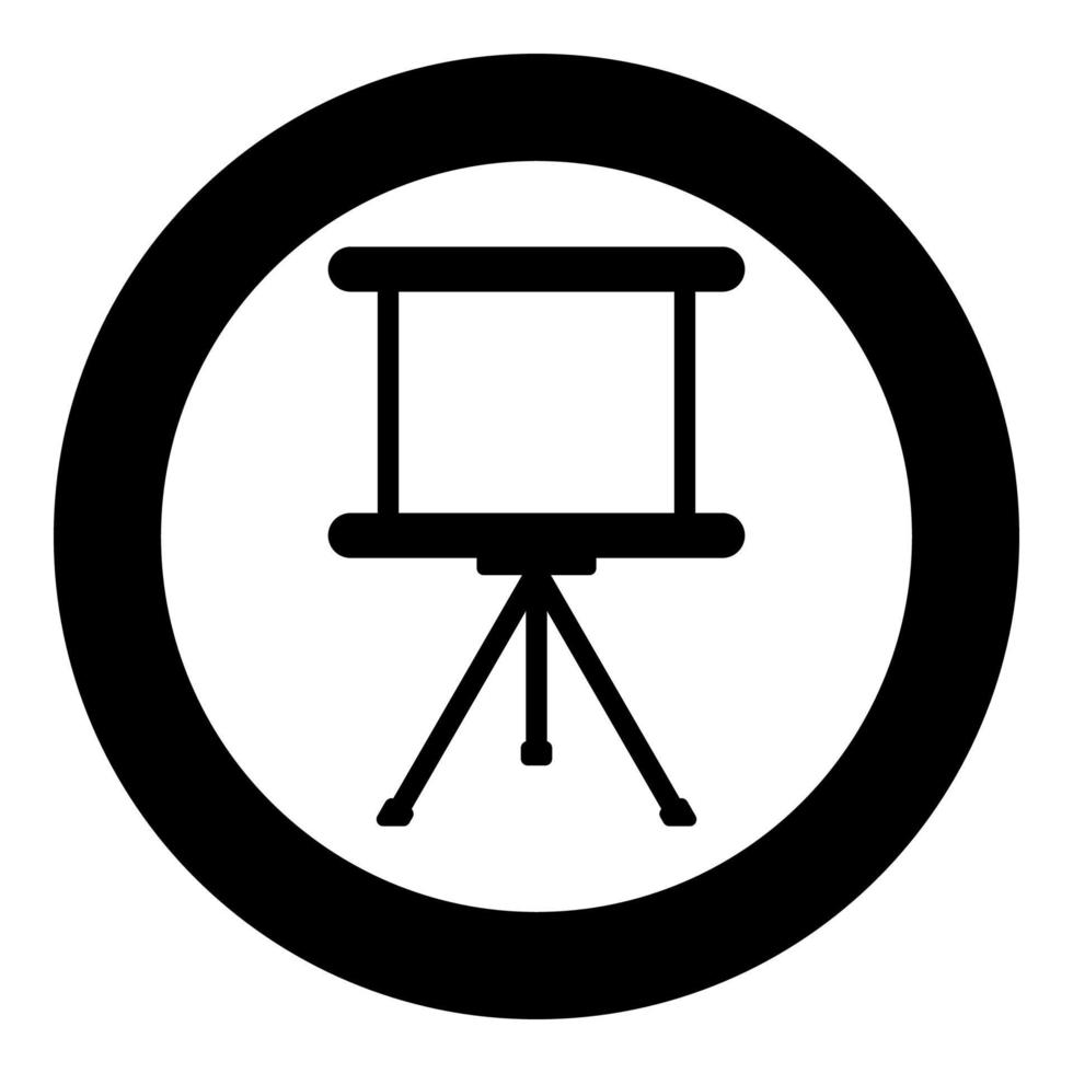 Board for presentations business screen billboard projector roller icon in circle round black color vector illustration image solid outline style