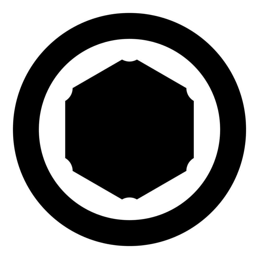 Hexagon with rounded corners icon in circle round black color vector illustration image solid outline style