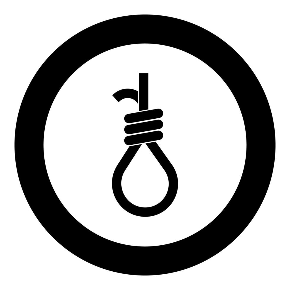 Gallows with rope noose icon black color in circle round vector