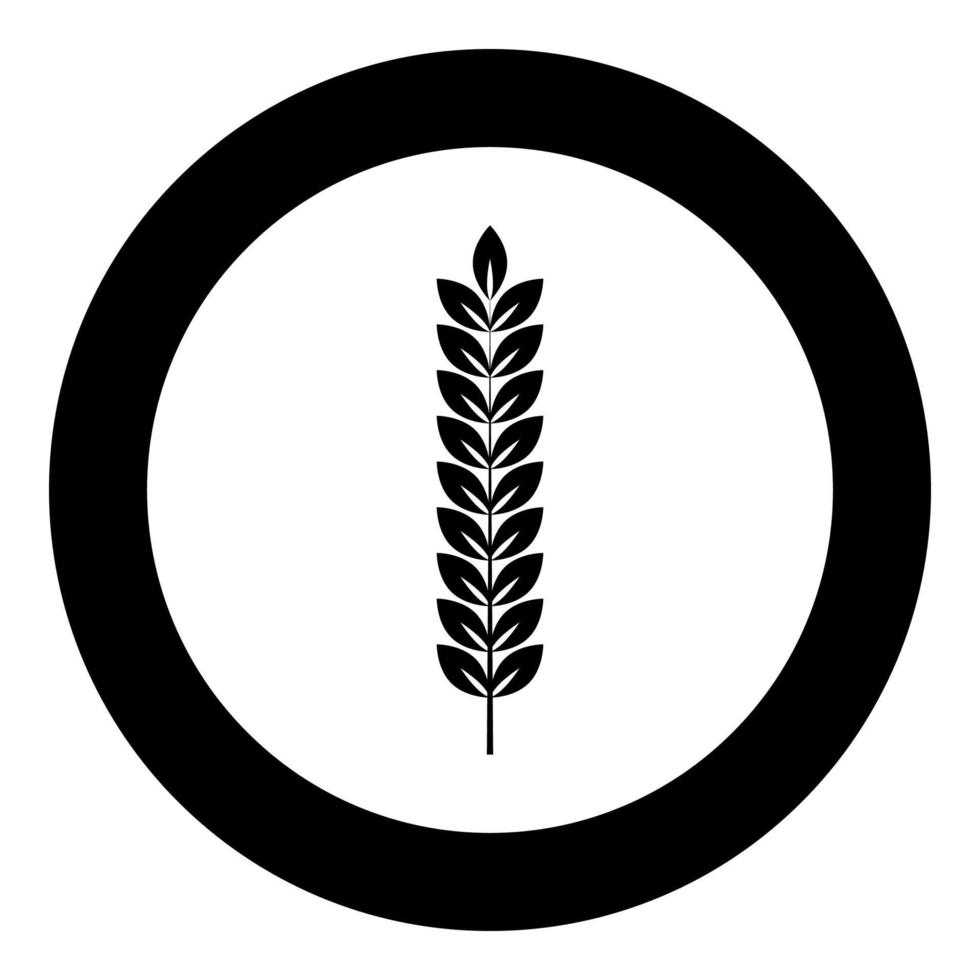 Spikelet of wheat Plant branch icon in circle round black color vector illustration flat style image