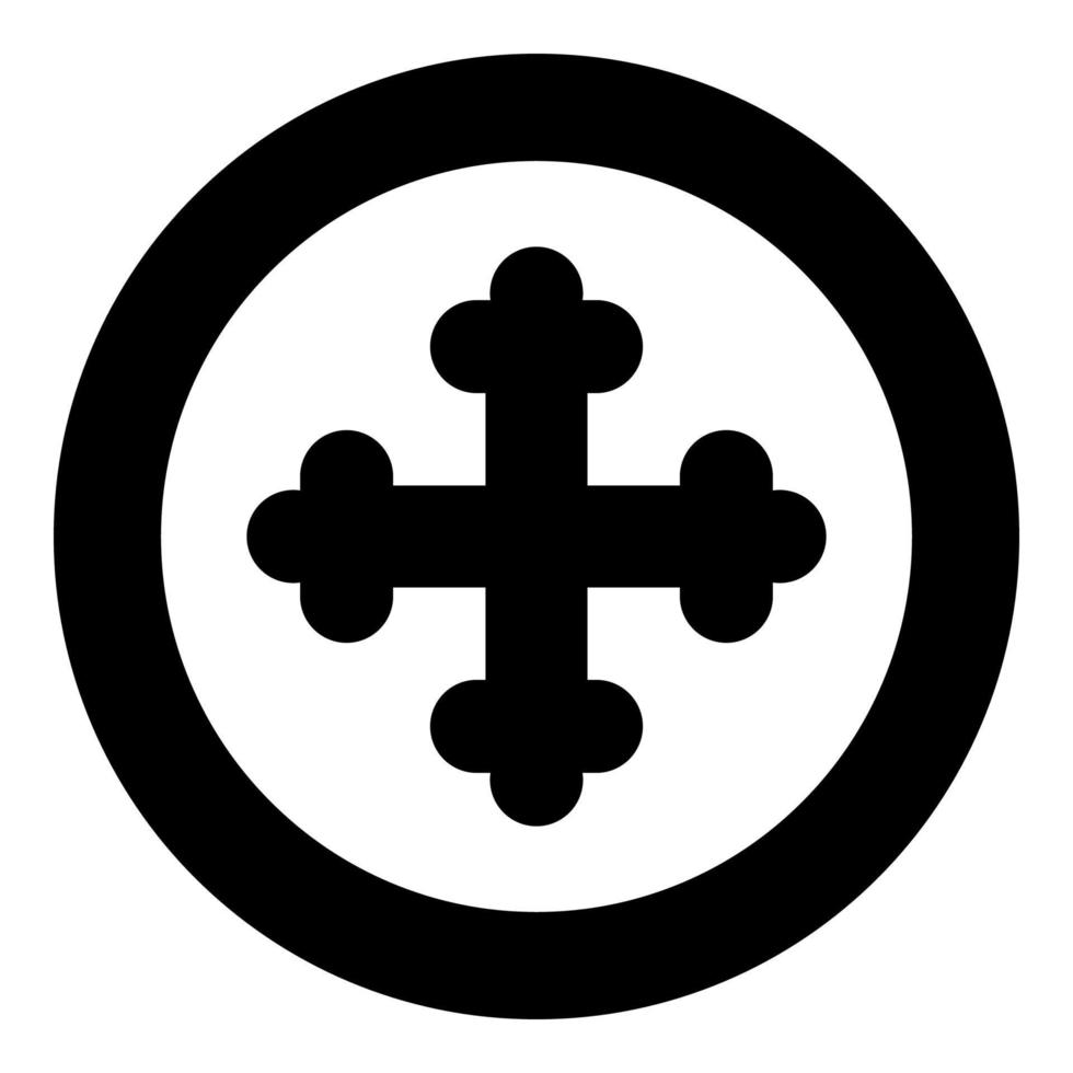 Cross trefoil shamrock Cross monogram Religious cross icon in circle round black color vector illustration flat style image