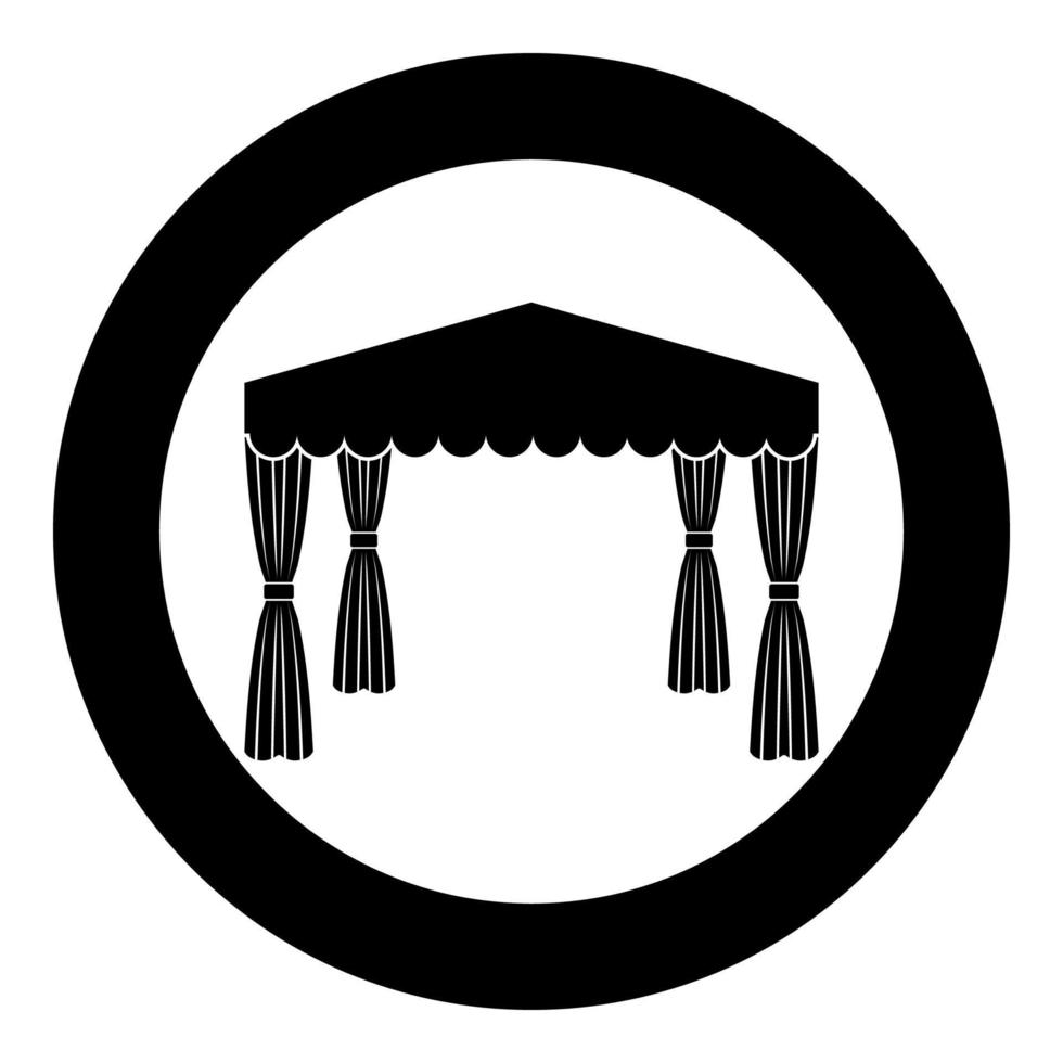 Canopy Pop up tent Commercial pavilion Awning for rest Marquee Chuppah icon in circle round black color vector illustration flat style image