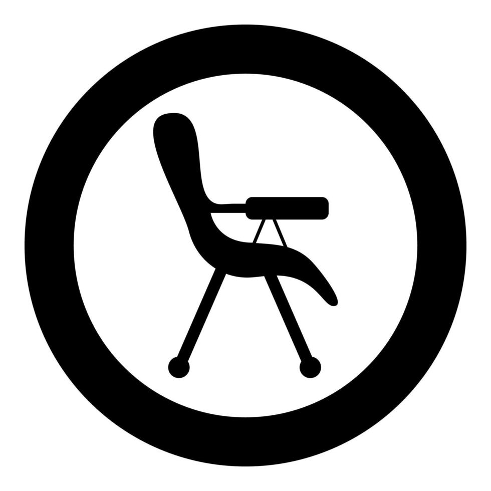 icono de silla de alimentación en círculo redondo color negro vector ilustración imagen de estilo plano