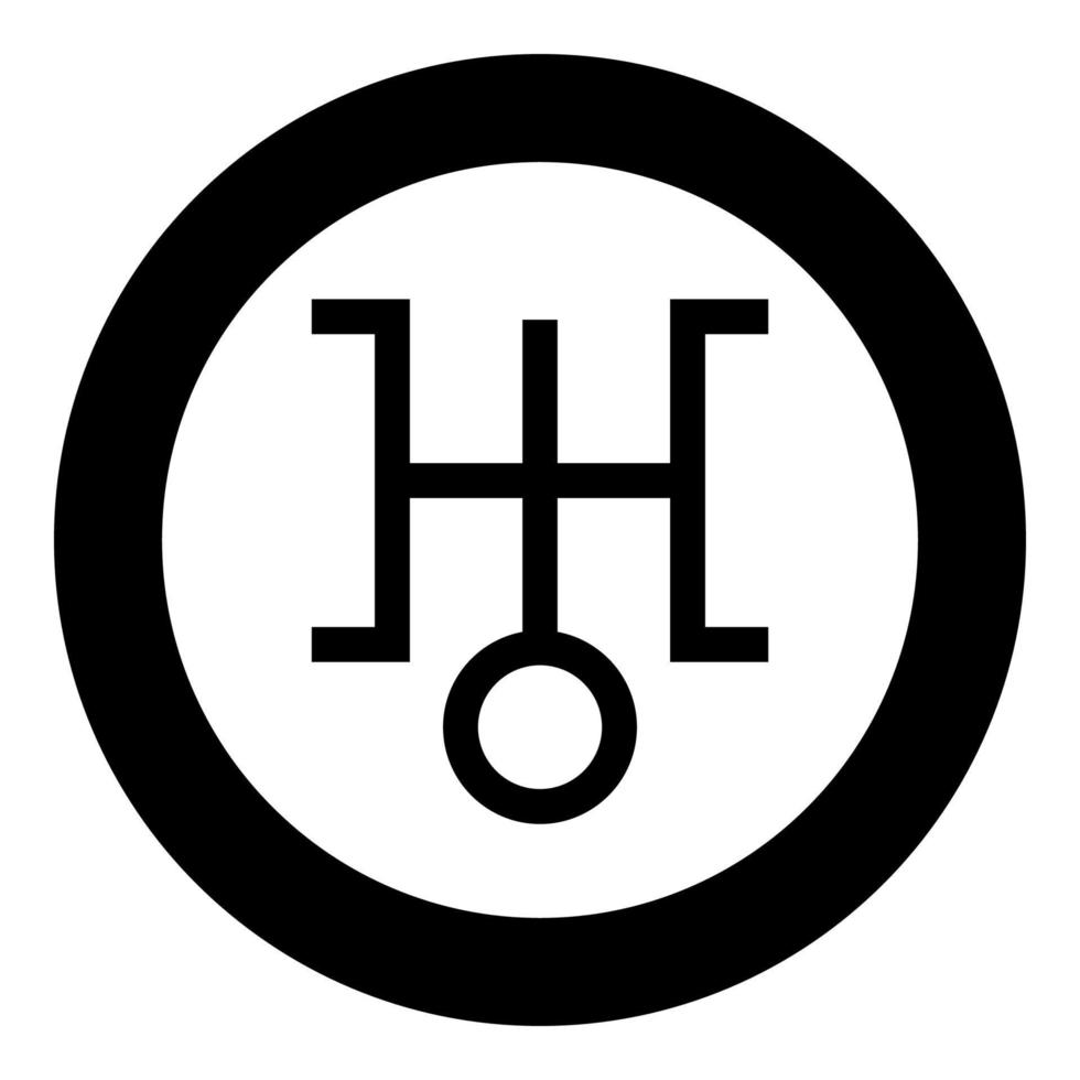 Symbol uranus icon in circle round black color vector illustration flat style image