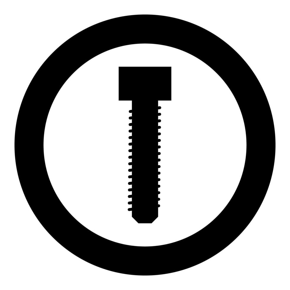 Screw bolt Dag icon in circle round black color vector illustration solid outline style image